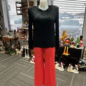 VINTAGE Black Liz Claiborne Top and Janzen Red Polk dotted pants